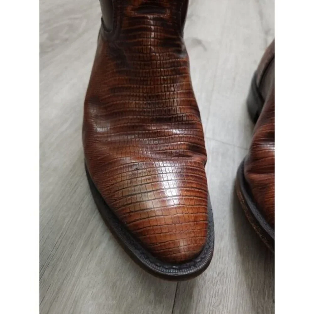 Vintage Sedona Cowboy Western Boots Teju Lizard Iguana Skin‎ Mens 9.5M